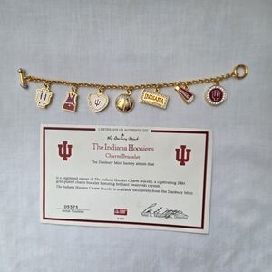 Danbury Mint Gold and Crimson Indiana Hoosiers Charm Bracelet